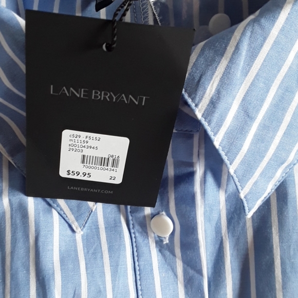 🌲NWT blue and white collared shirt lane Bryant 22 - Picture 4 of 5